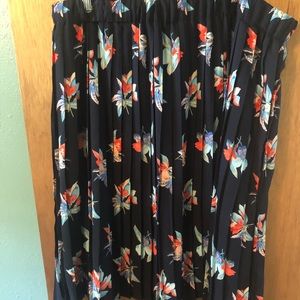 Ava & Viv blue floral pleated skirt